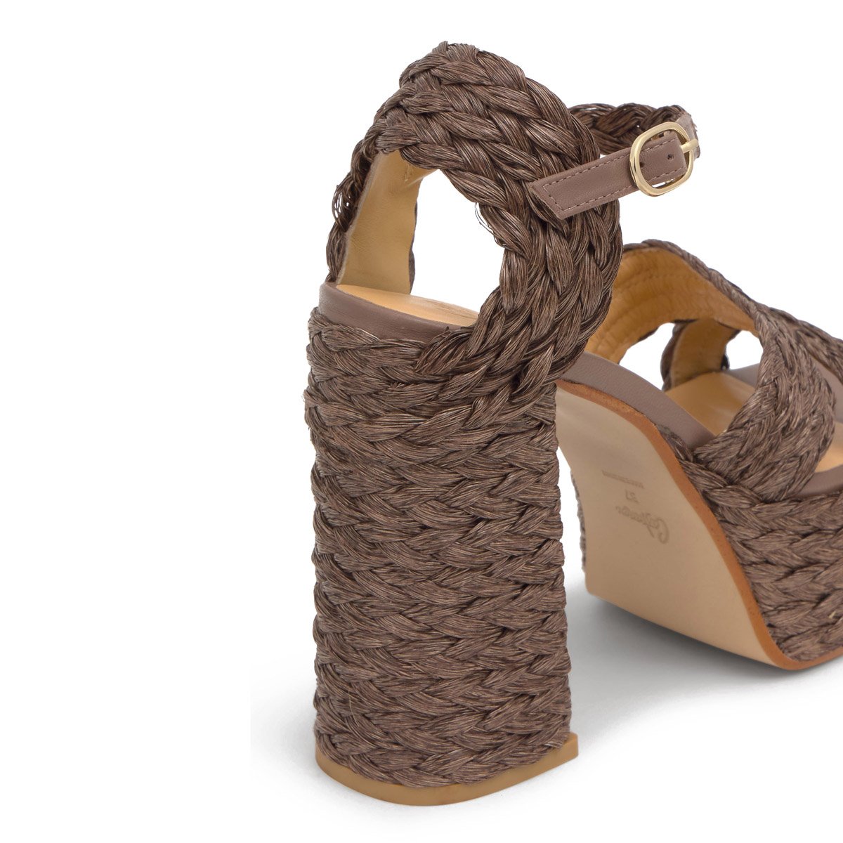 Sandales en raphia à talon haut FRESA ULTRA PLATFORM taupe, CASTANER