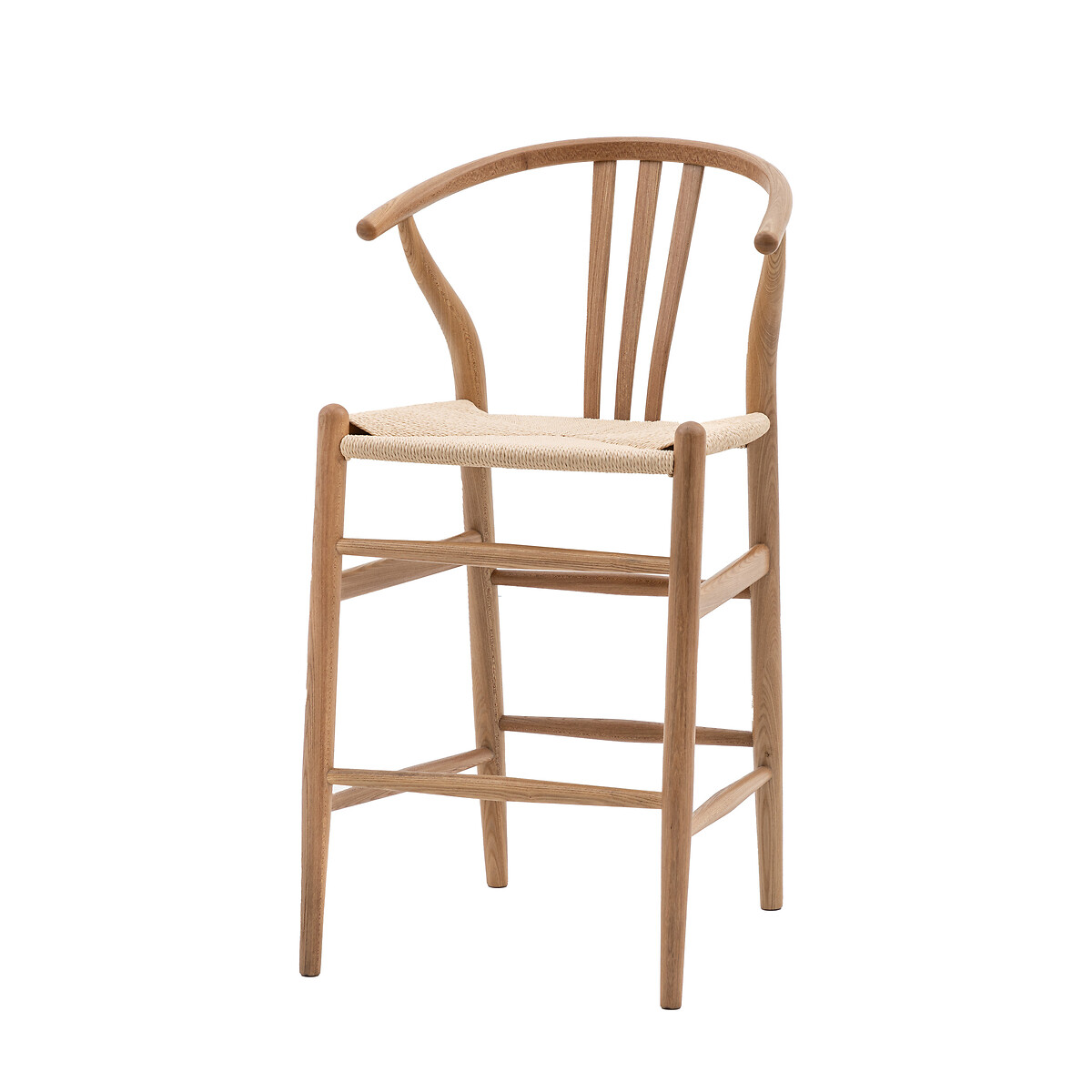 Lydden Wishbone Curved Bar Stool with Woven Seat (Set of 2) natural, SO'HOME