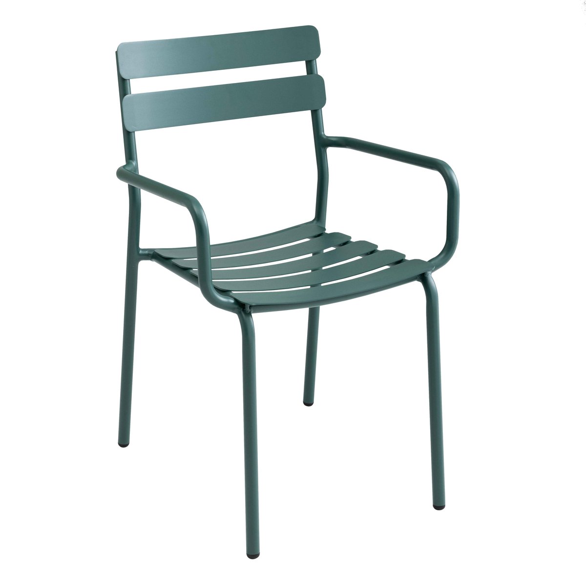 Chaise de terrasse avec accoudoirs en aluminium, ALMADA vert foncé, OVIALA