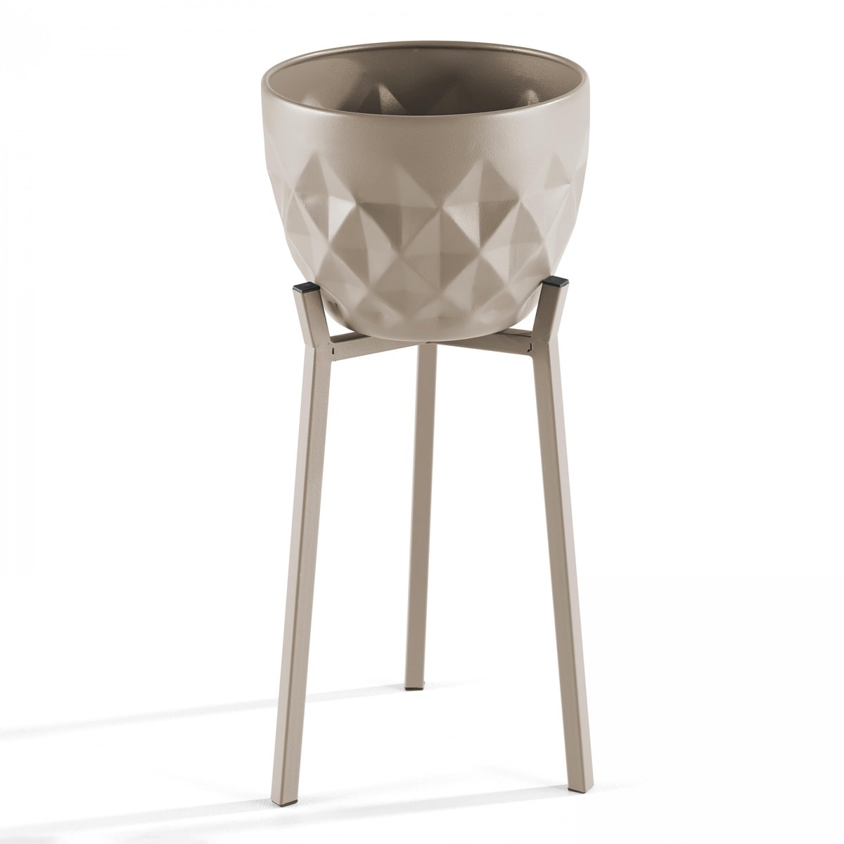 Lot de 2 supports cache pot sur pied, PALAVAS taupe, OVIALA