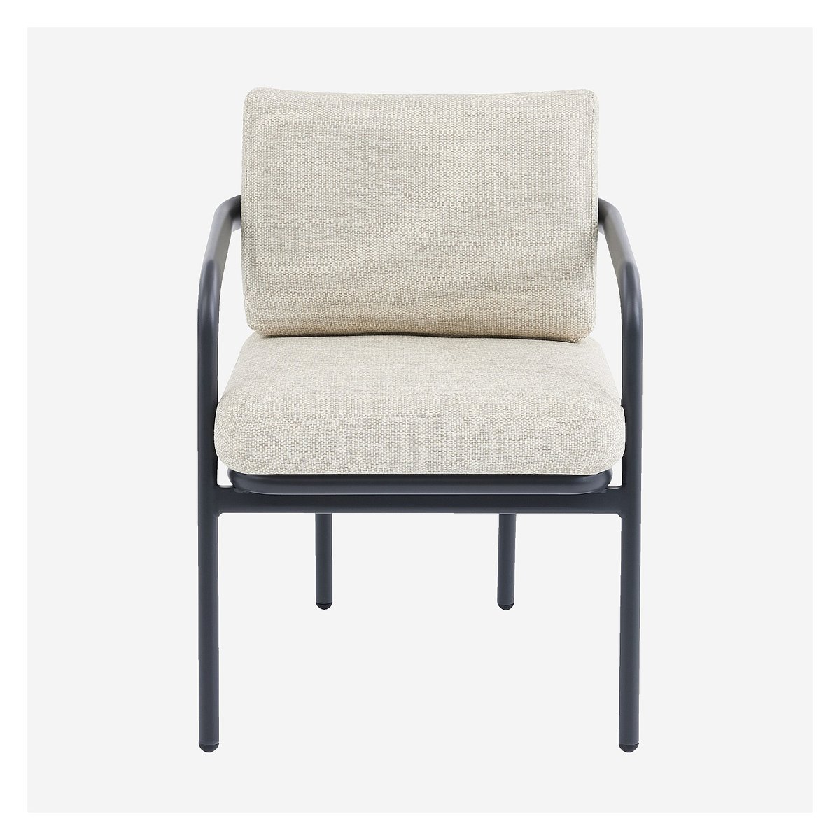 Lot de 2 chaises de jardin en tissu tissé déperlant et aluminium gris NAZARE beige, HABITAT