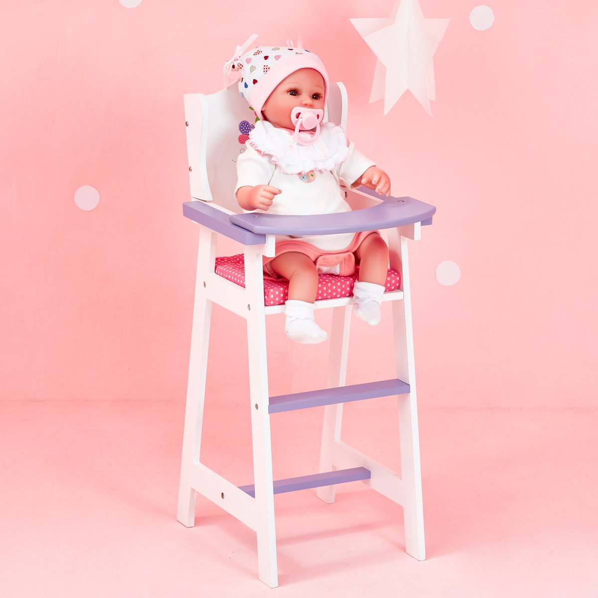 Chaise Haute Poupée avec Coussin, LITTLE PRINCESS blanc, TEAMSON KIDS
