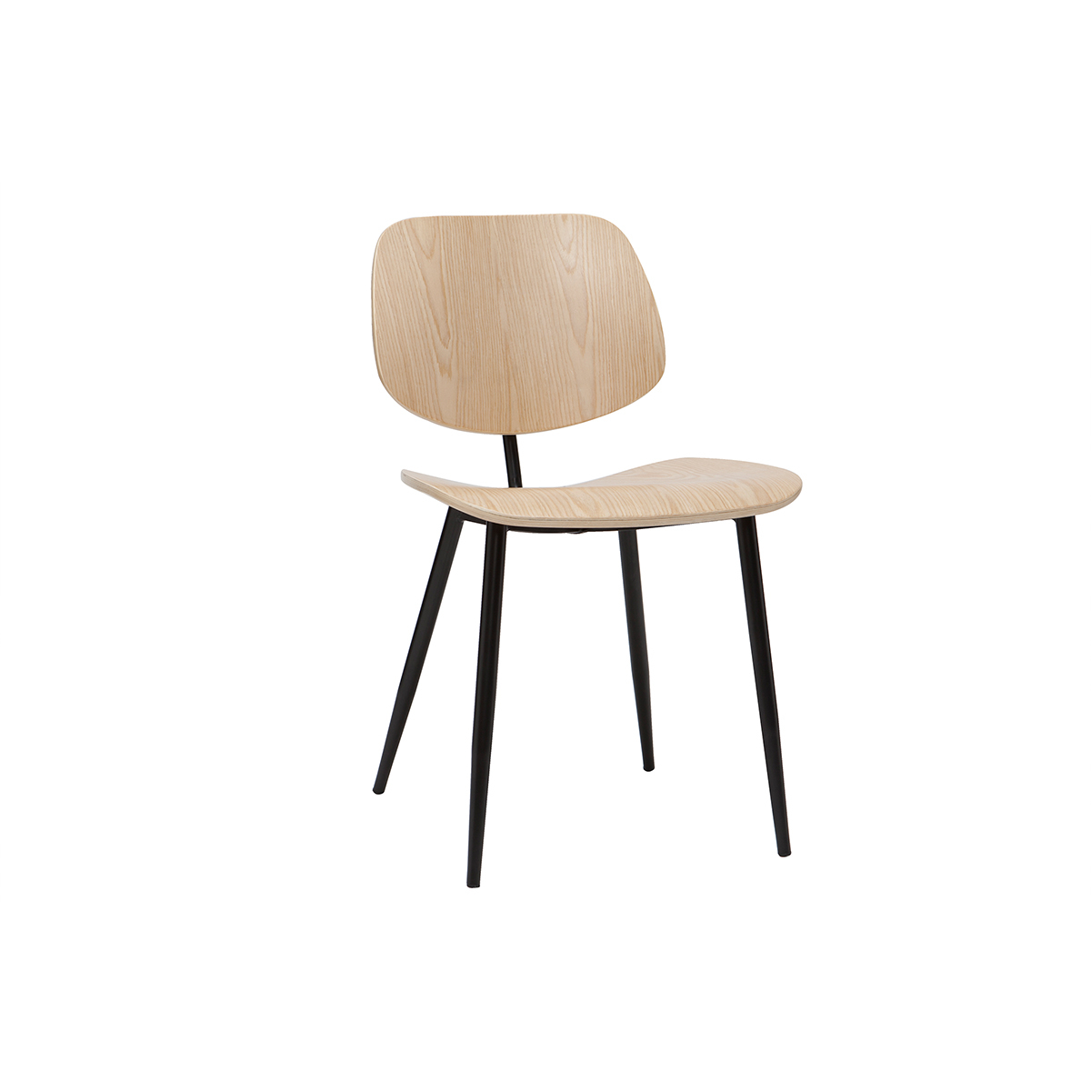 Chaises design pieds métal (lot de 2) TOBIAS bois clair / noir, MILIBOO