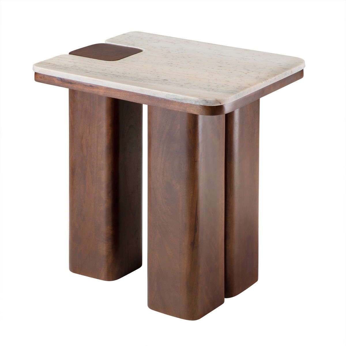 Bout de canapé bois massif et marbre - PUZZLE beige, SIGNATURE