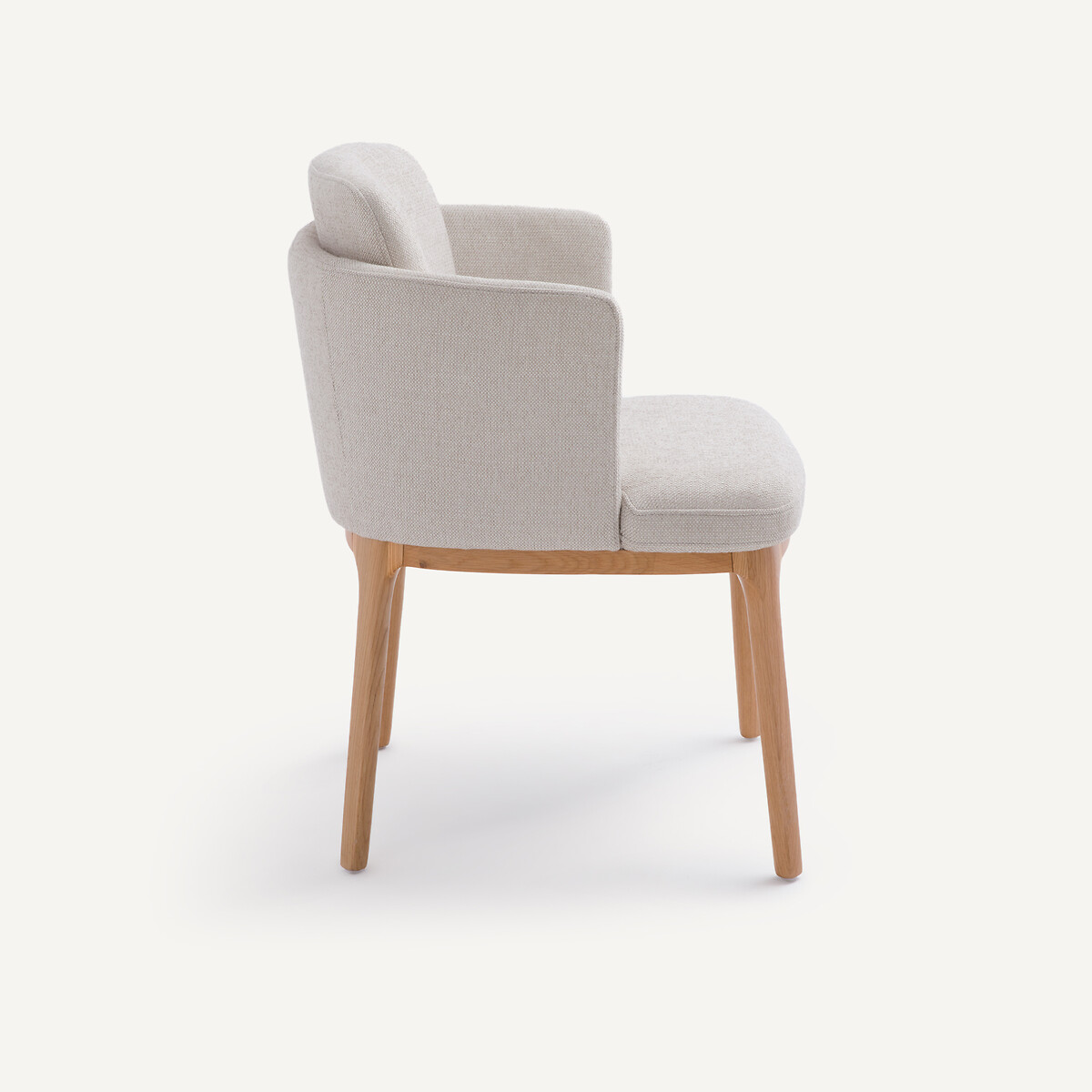 Fauteuil de table pied chêne et tissu natté Jabote ficelle, AM.PM
