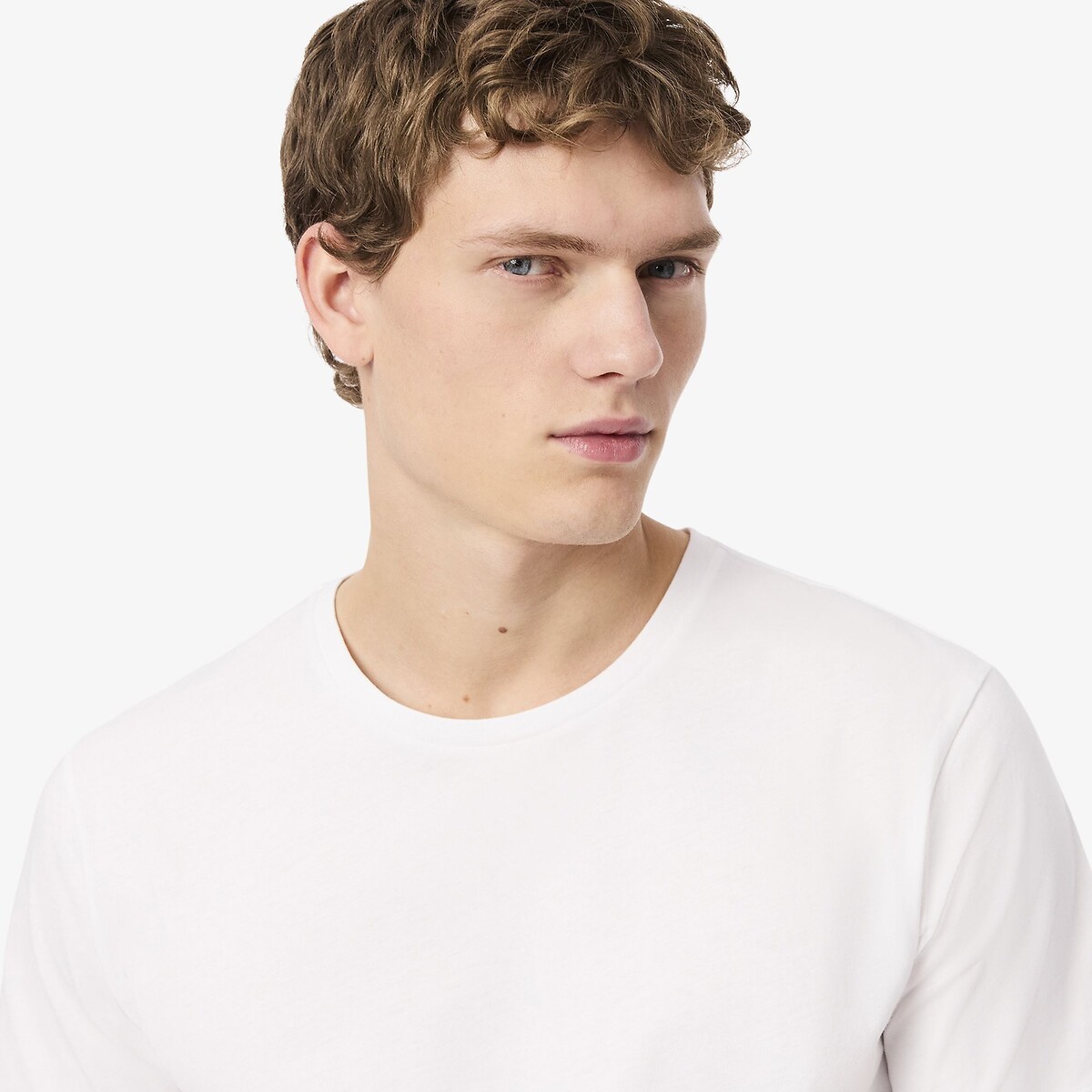Pack of 3 Lounge T-Shirts in Cotton white + grey + black, LACOSTE