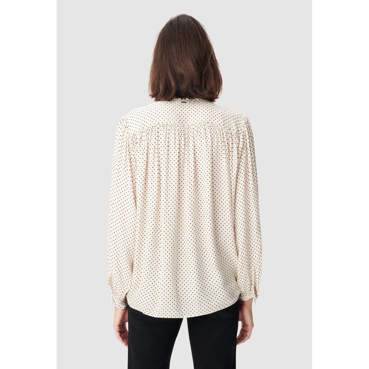 Blouse fluide motif pois col lavallière blanc, IKKS