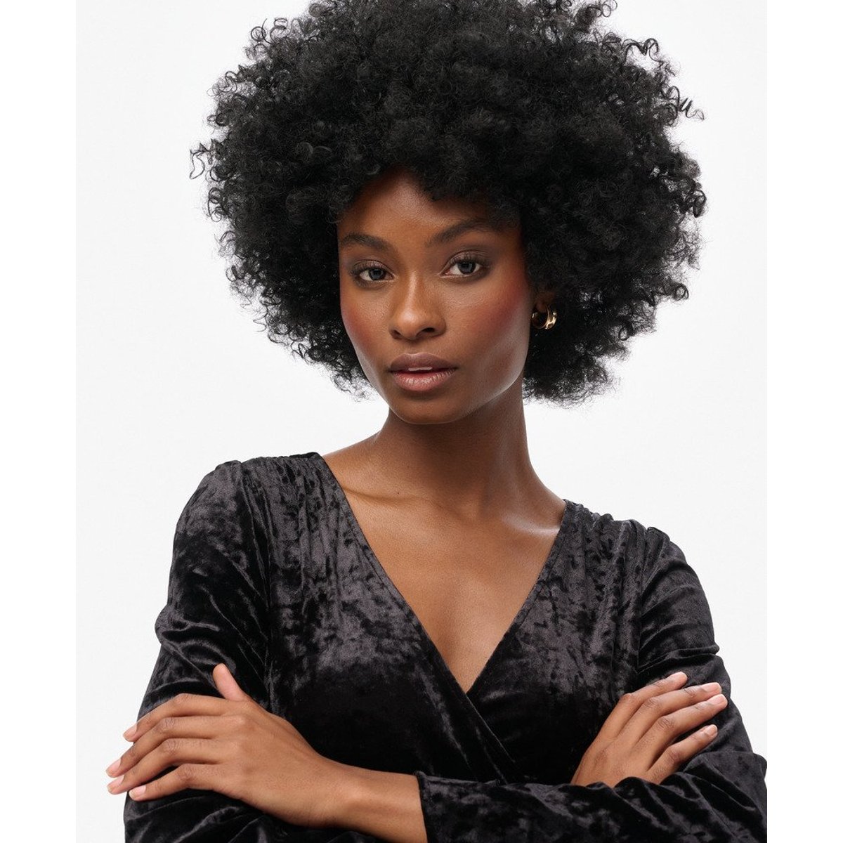 Robe courte portefeuille en velours noir, SUPERDRY