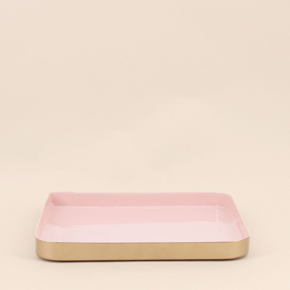 Plateau carré en métal rose 25x25cm rose, ORNAMI