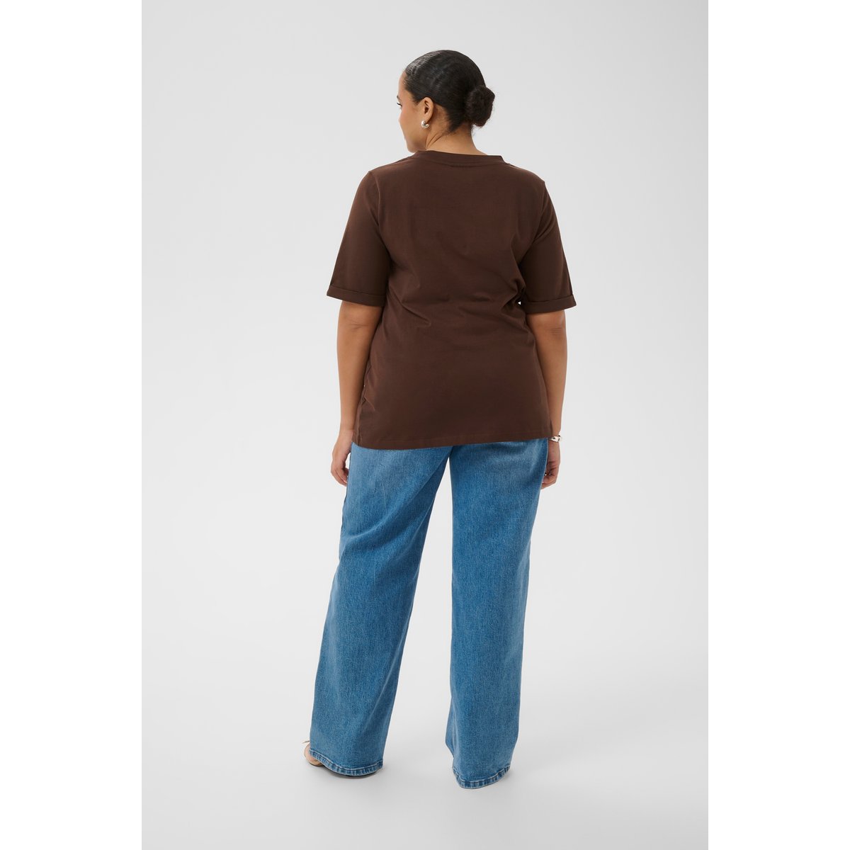 T-shirt à manches courtes marron coffee bean/turtledove emb., KAFFE CURVE