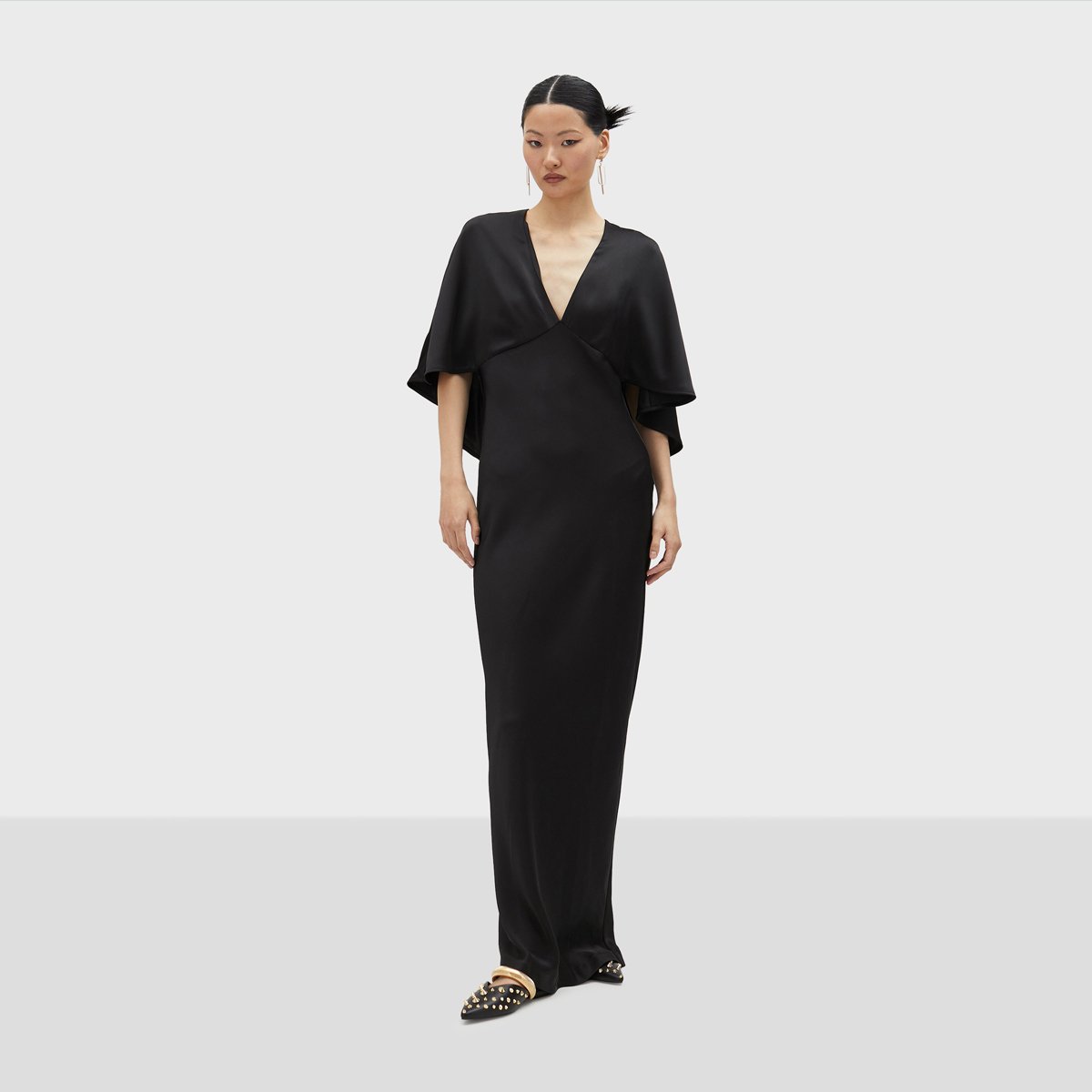 Robe longue avec cape court noir, LOLA CASADEMUNT