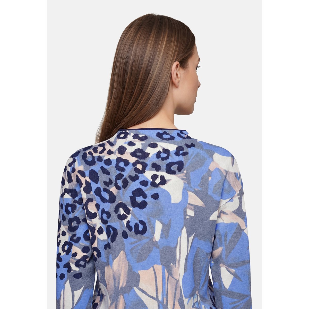 Pull-over en maille à imprimé bleu/beige, BETTY BARCLAY