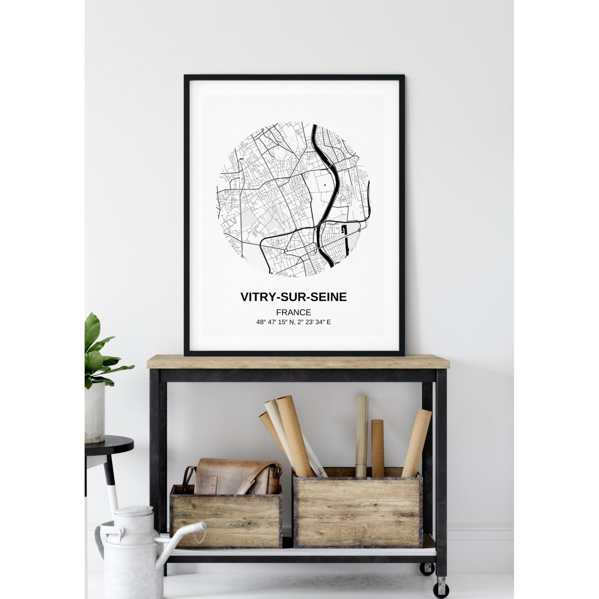 Affiche Carte Vitry-sur-Seine blanc, L'AFFICHERIE