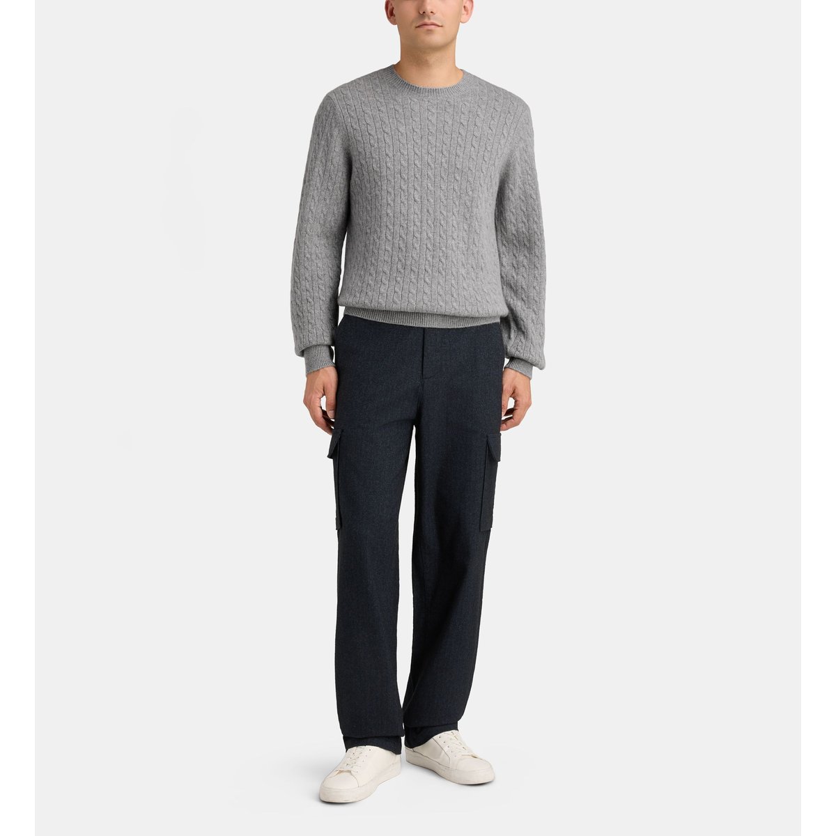Pull droit cachcables torsadé cachemire gris clair, GALERIES LAFAYETTE