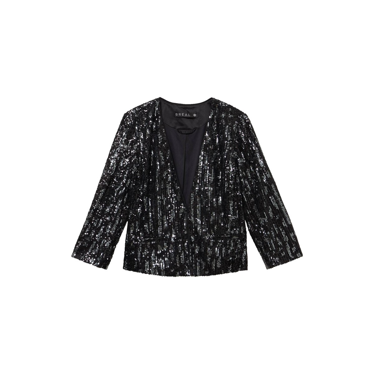 Veste ajustée courte à sequins gris foncé, BREAL