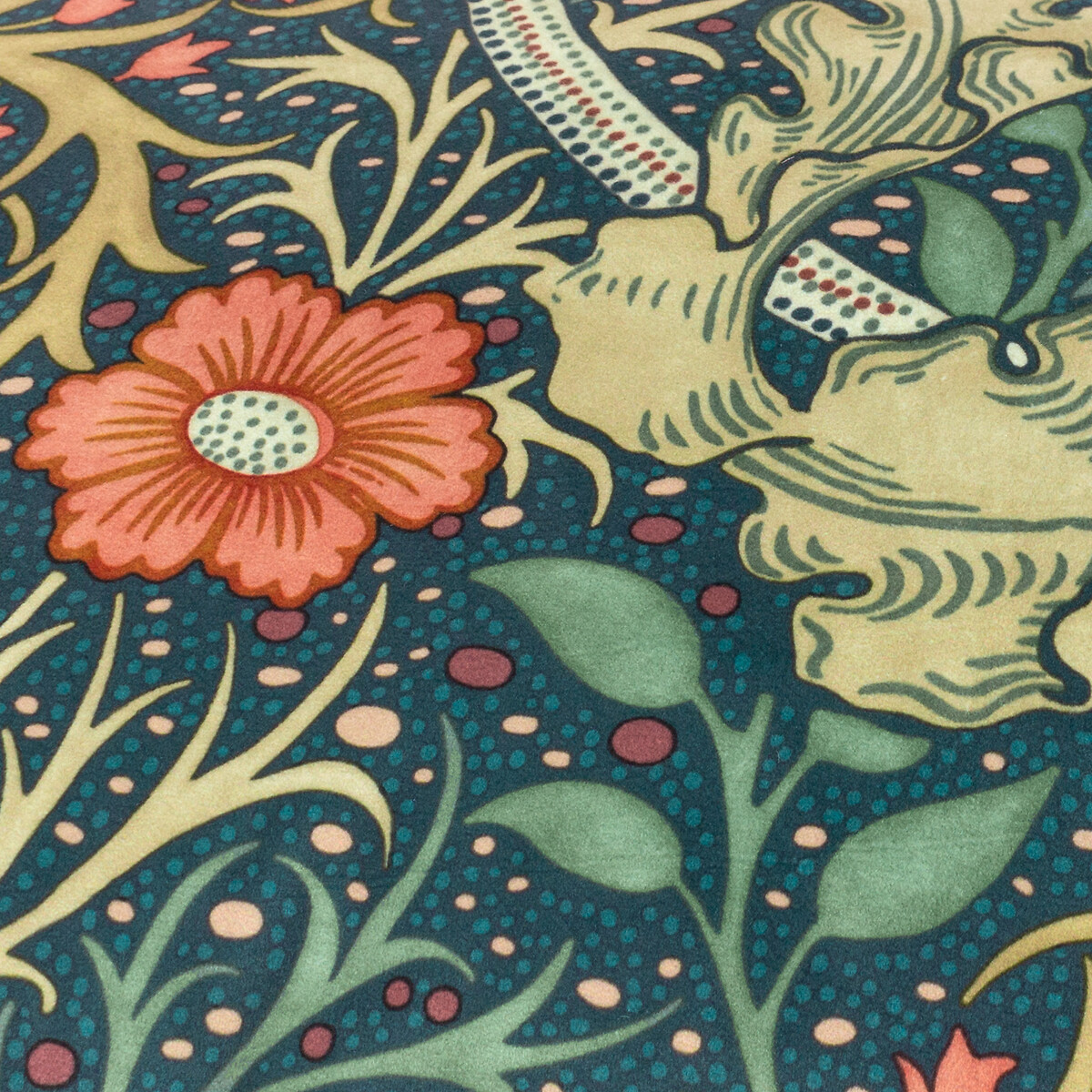 Seaweed Matt Velvet Piped Feather Filled Cushion indigo, MORRIS & CO.