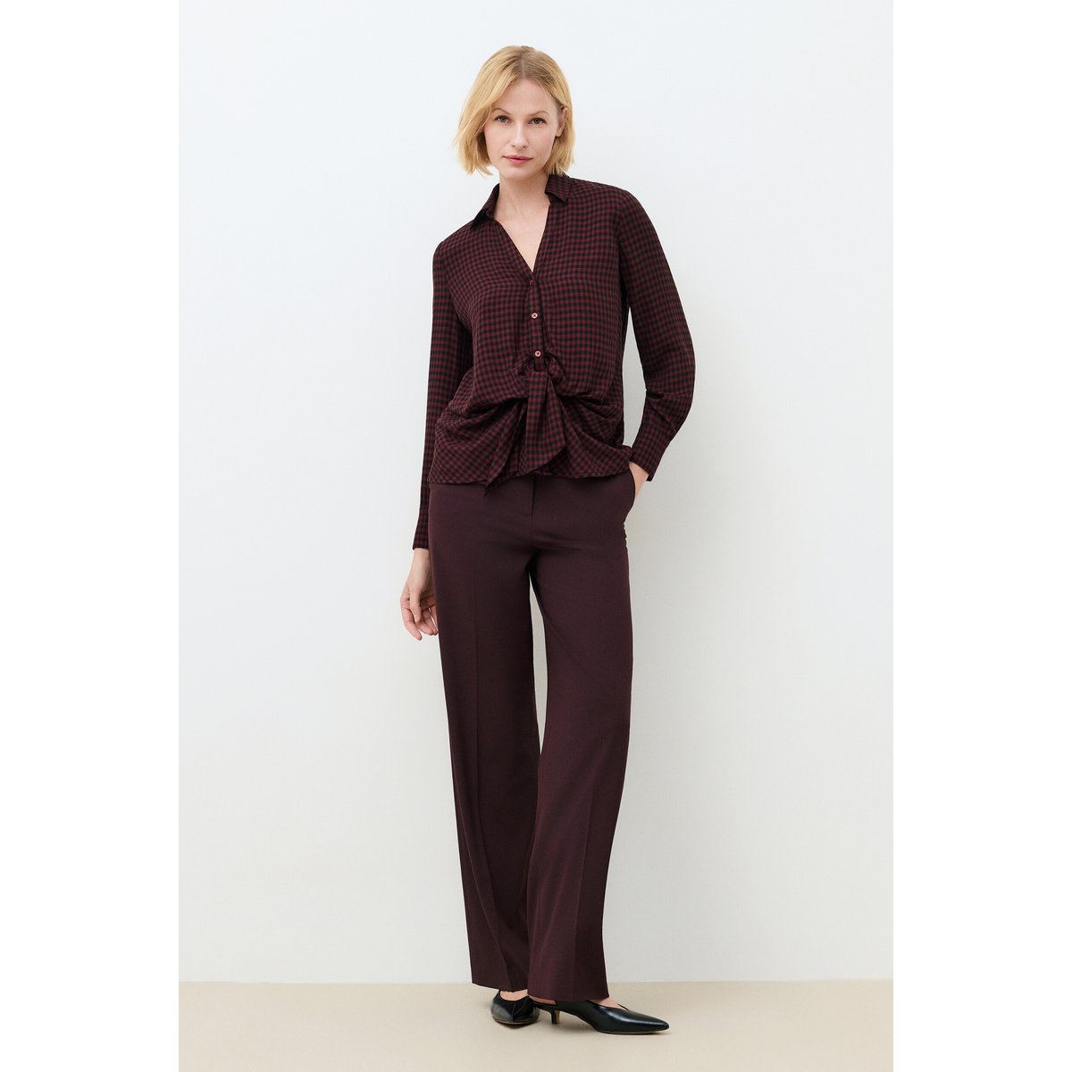 Chemise droite col chemise CITA rouge foncé, CAROLL