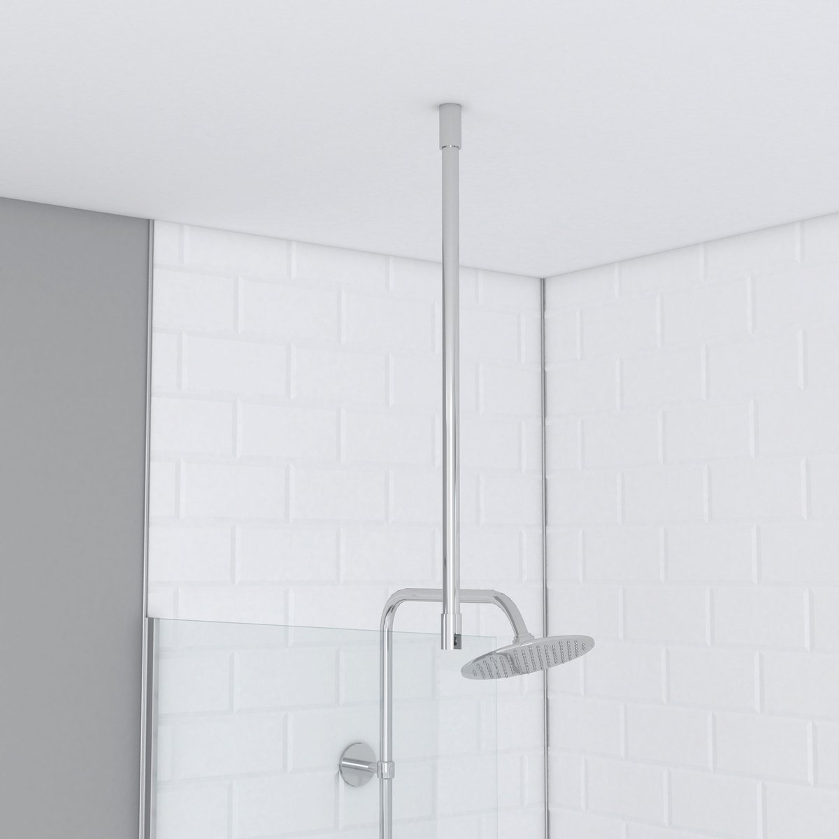 Barre de fixation plafond recoupable pour douche italienne argent, HOME MAISON