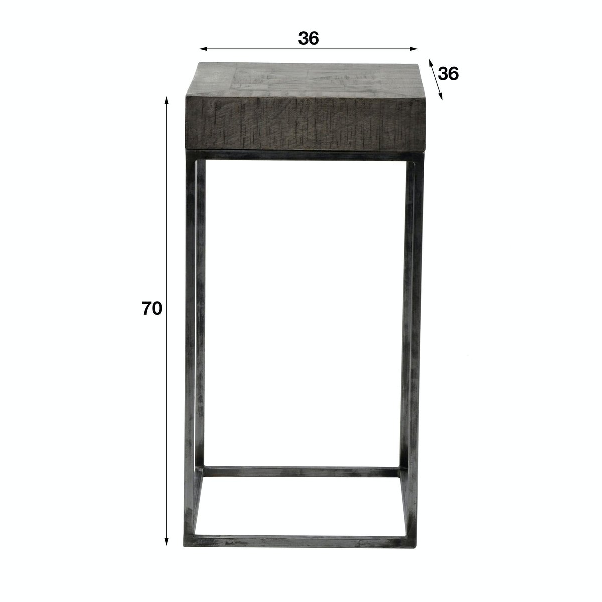 Sellette bois de manguier gris 70 cm LUCKNOW bois naturel, PIER IMPORT