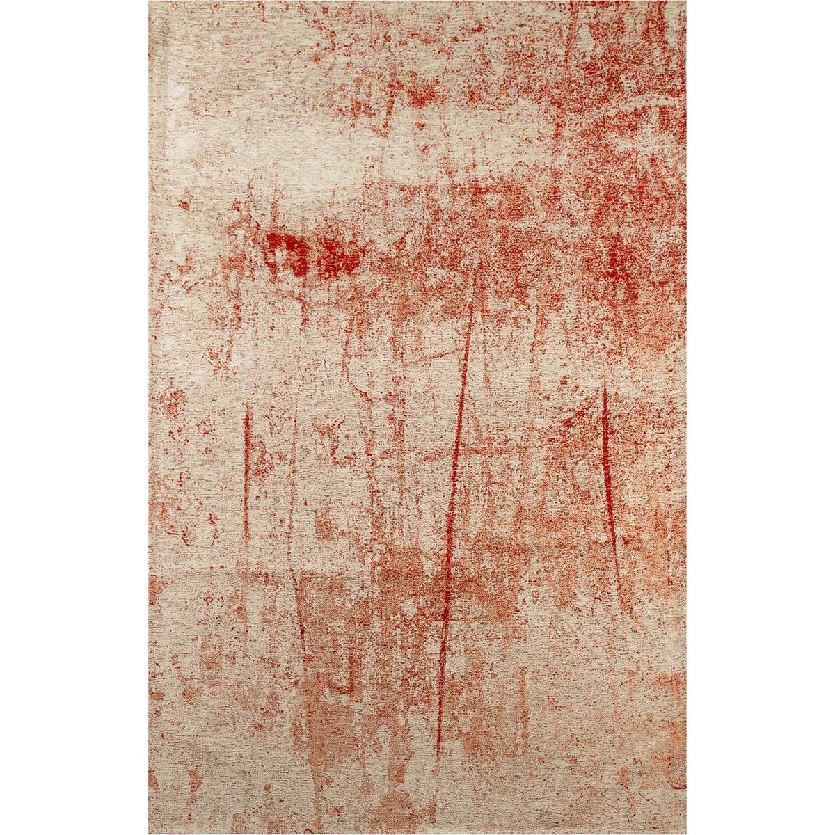 Tapis rectangulaire, Dorsoduro rouge ocre patiné sur fond écru, RECOLLECTION