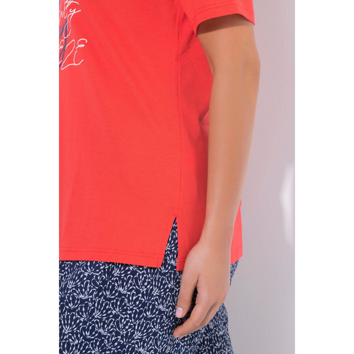 T-shirt avec message corail, ULLA POPKEN