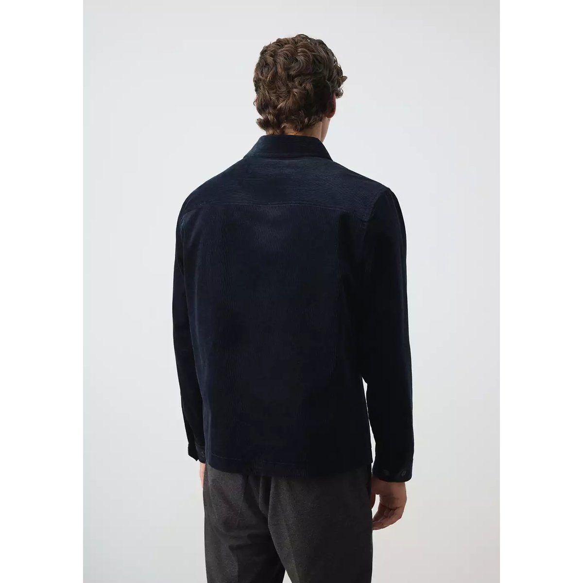 Surchemise velours côtelé poches bleu marine, MANGO MAN