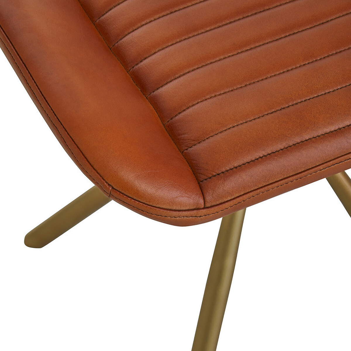 Midcentury Leather Angular Footstool tan, SO'HOME