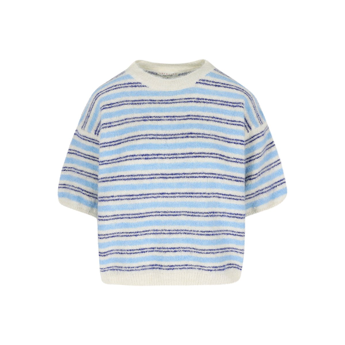 Pull rayé manches courtes bleu electrique, LOLALIZA
