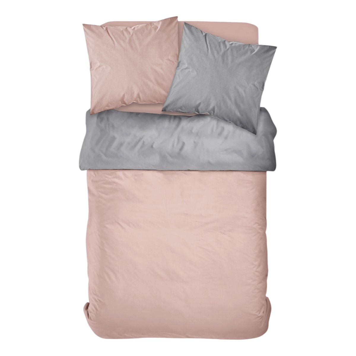 Parure de lit 2 personnes bicolore coton PRESTIGE gris, TODAY