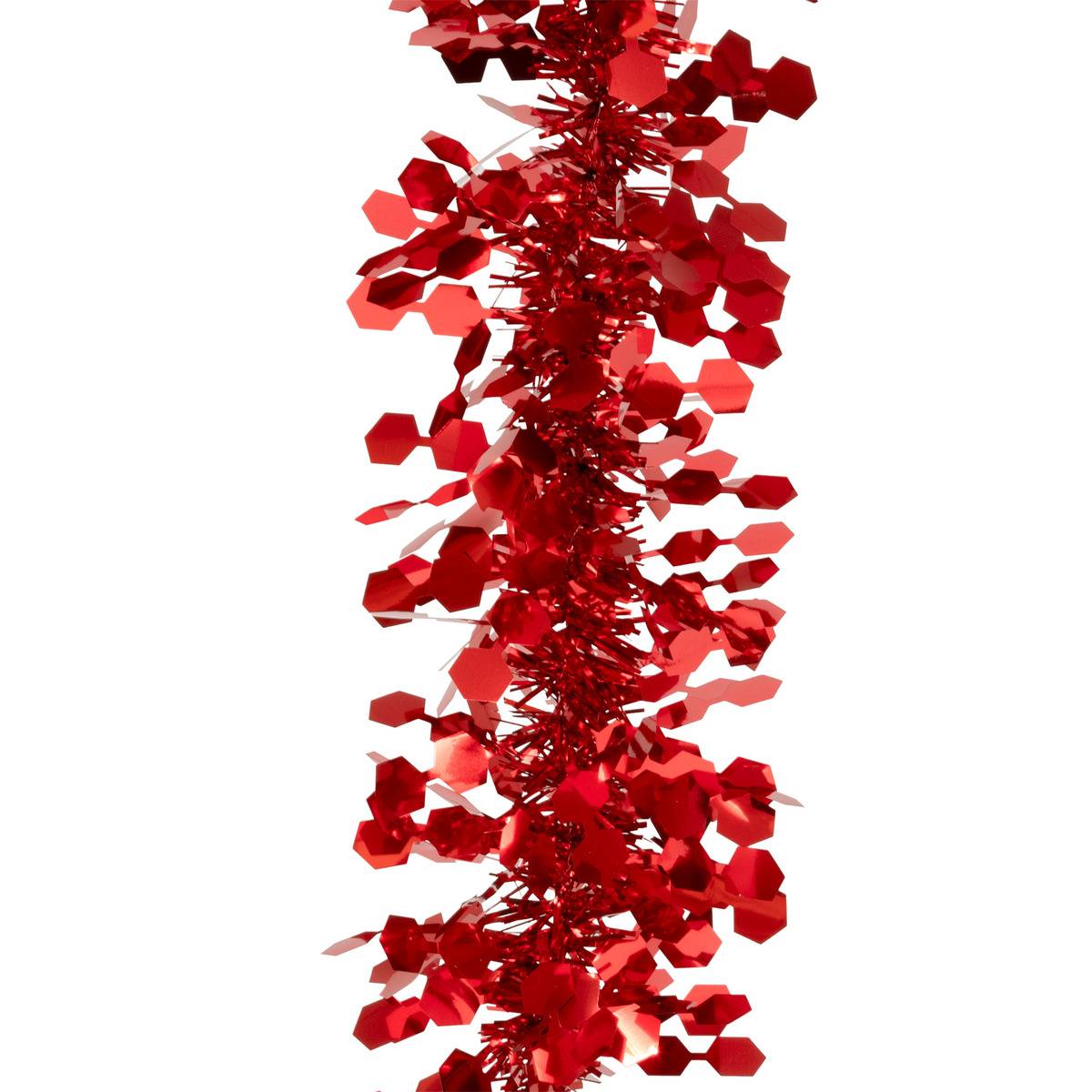 Guirlande brins fins hexagones 10 cm x 2m 6 plis rouge rouge, FEERIC LIGHTS & CHRISTMAS