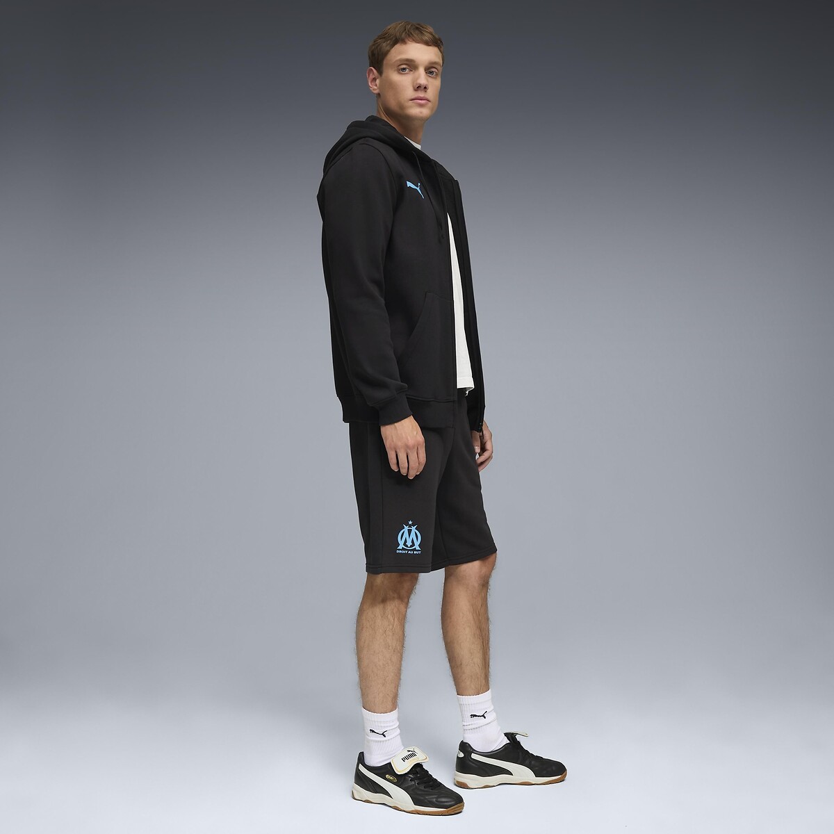 Short de football Olympique de Marseille noir, PUMA