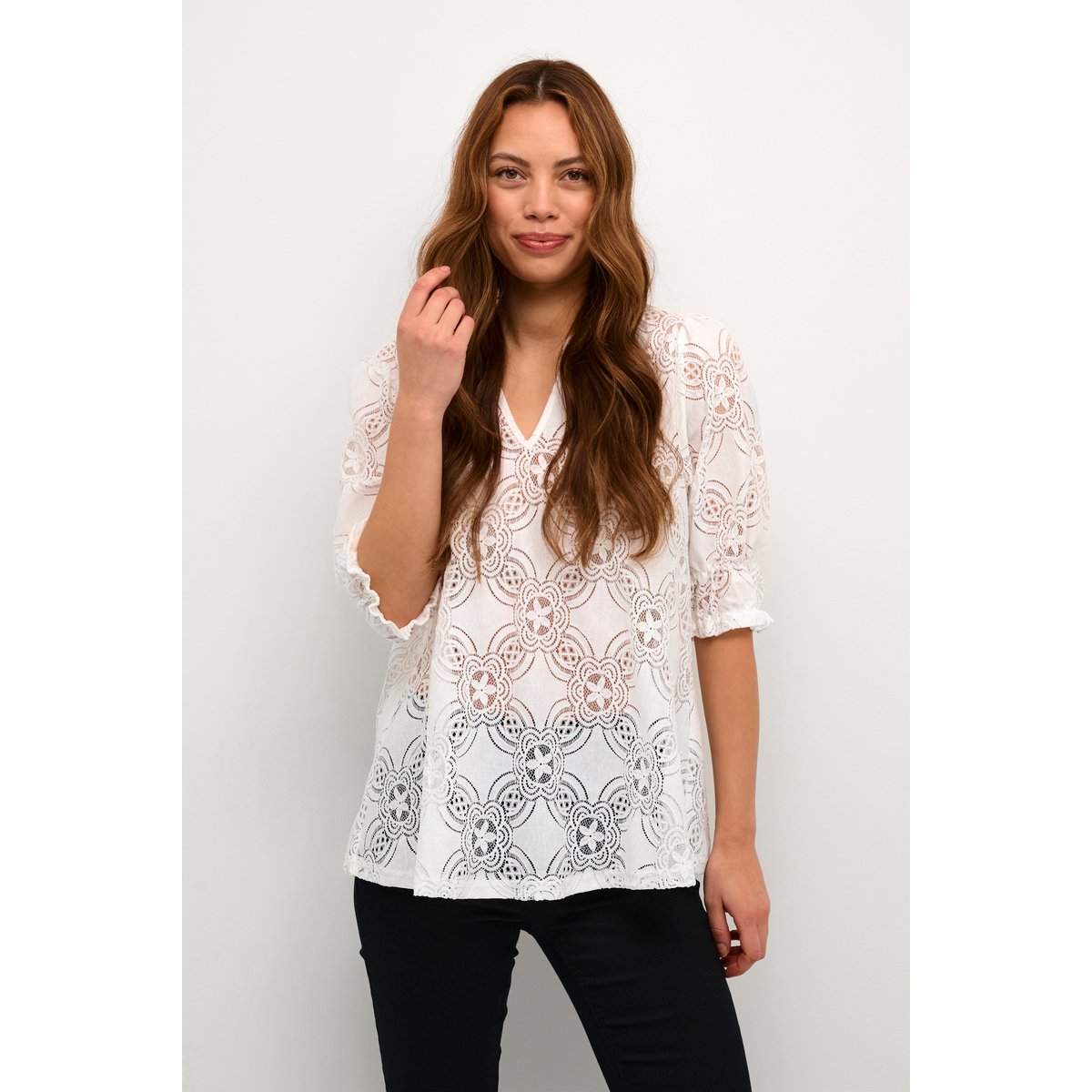 Blouse with long sleeve blanc spring gardenia, CULTURE