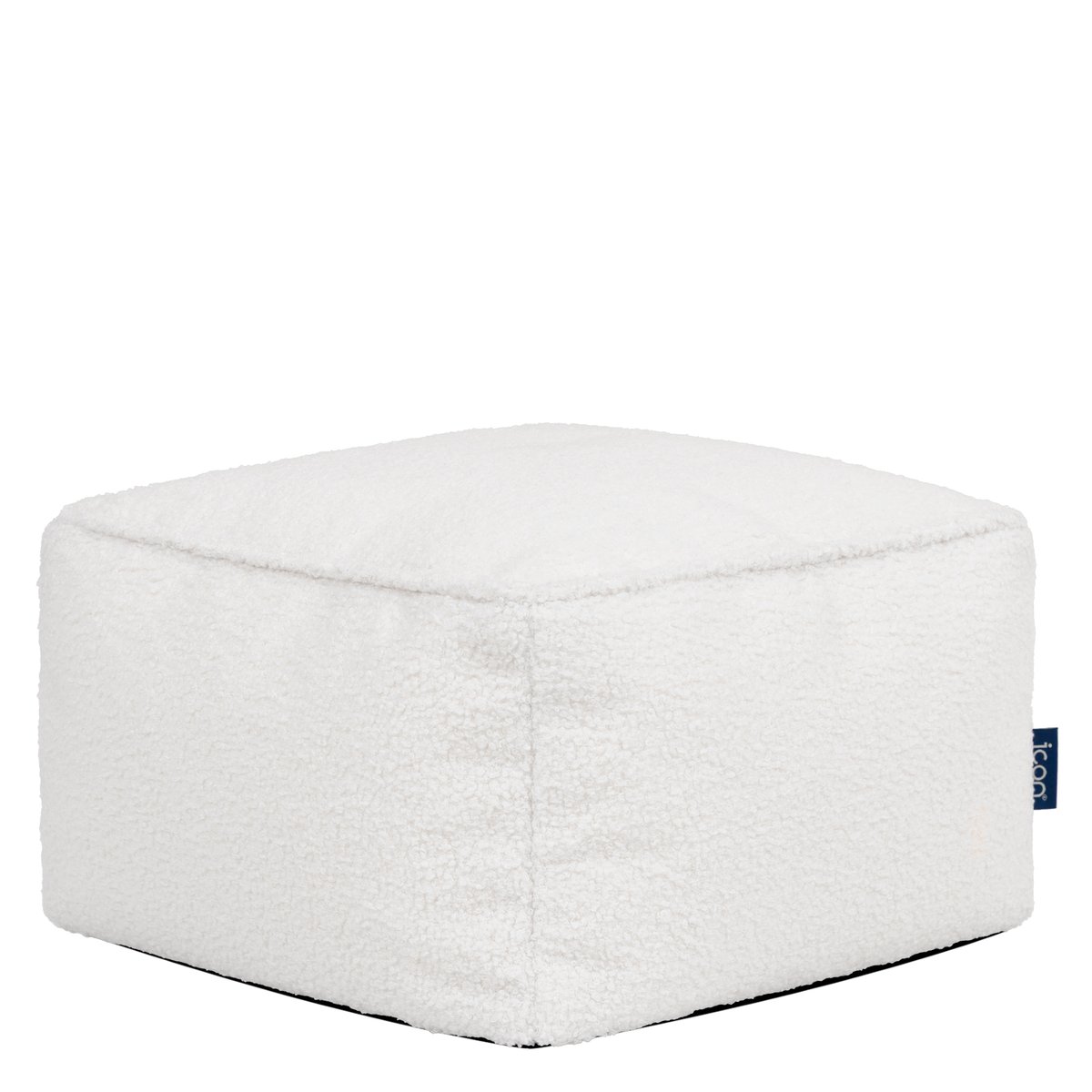 Pouf fauteuil coquillage et son repose-pied carré en bouclette Oeko-Tex® - SIRENA ivoire, ICON