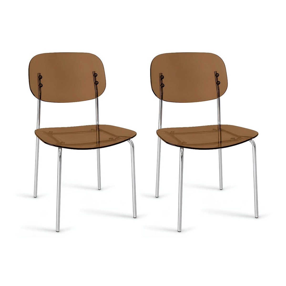 Lot de 2 chaises en métal et résine acrylique, GLAM ambre, NOW'S HOME