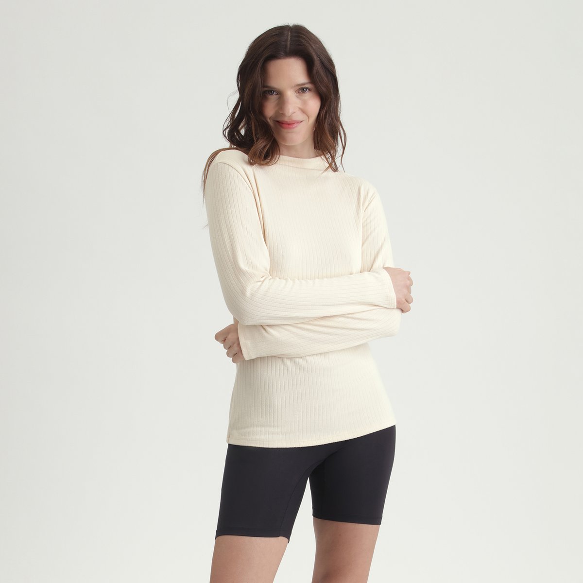 T-shirt thermique manches longues et col montant Thermal beige, DIM