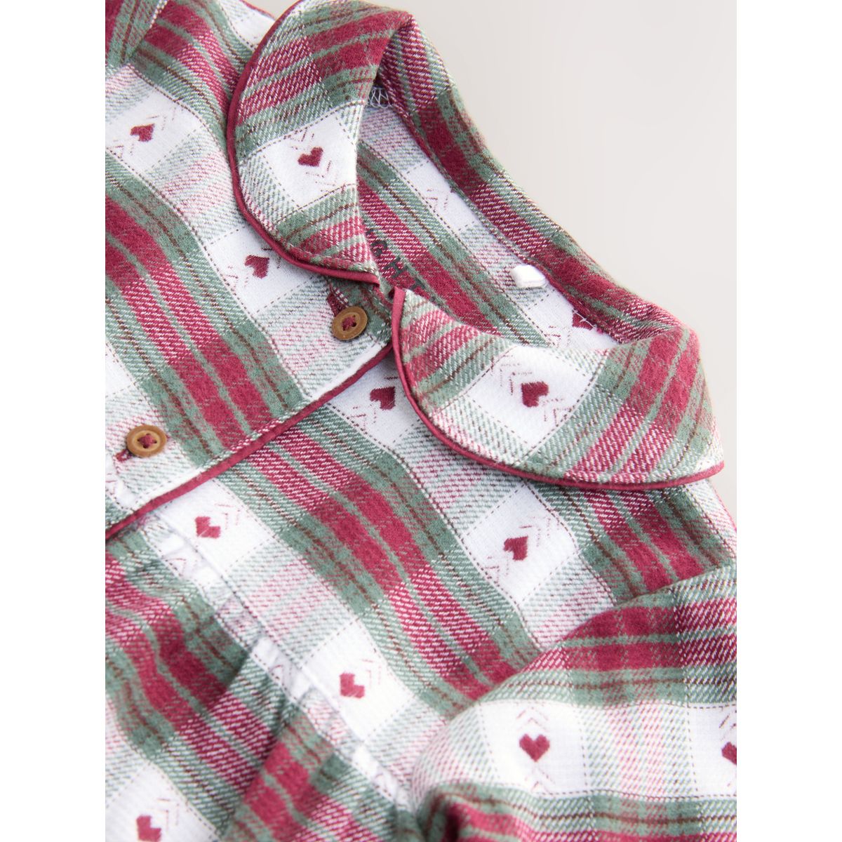 Pyjama boutonné tissé imprimé cœur rouge/vert, NEXT