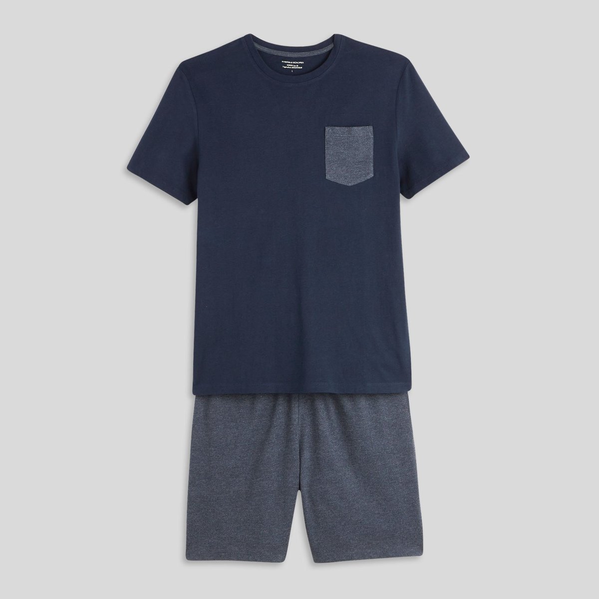 Ensemble de pyjama court en coton BIO marine, MONOPRIX