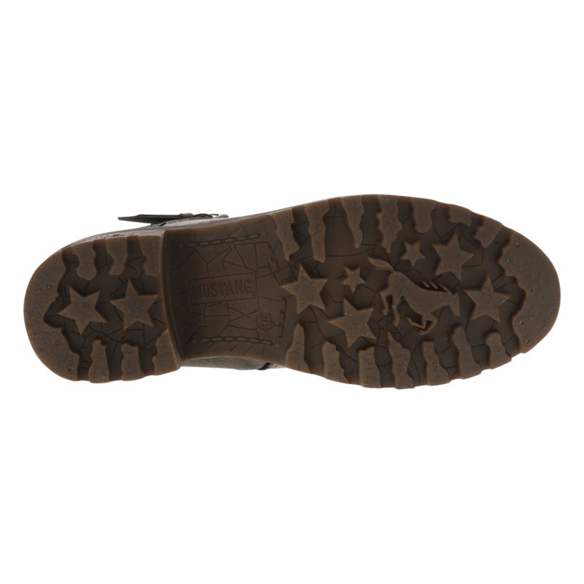 Boots bronze à talon décroché moyen avec des motifs floraux sur l'empeigne bronze, MUSTANG