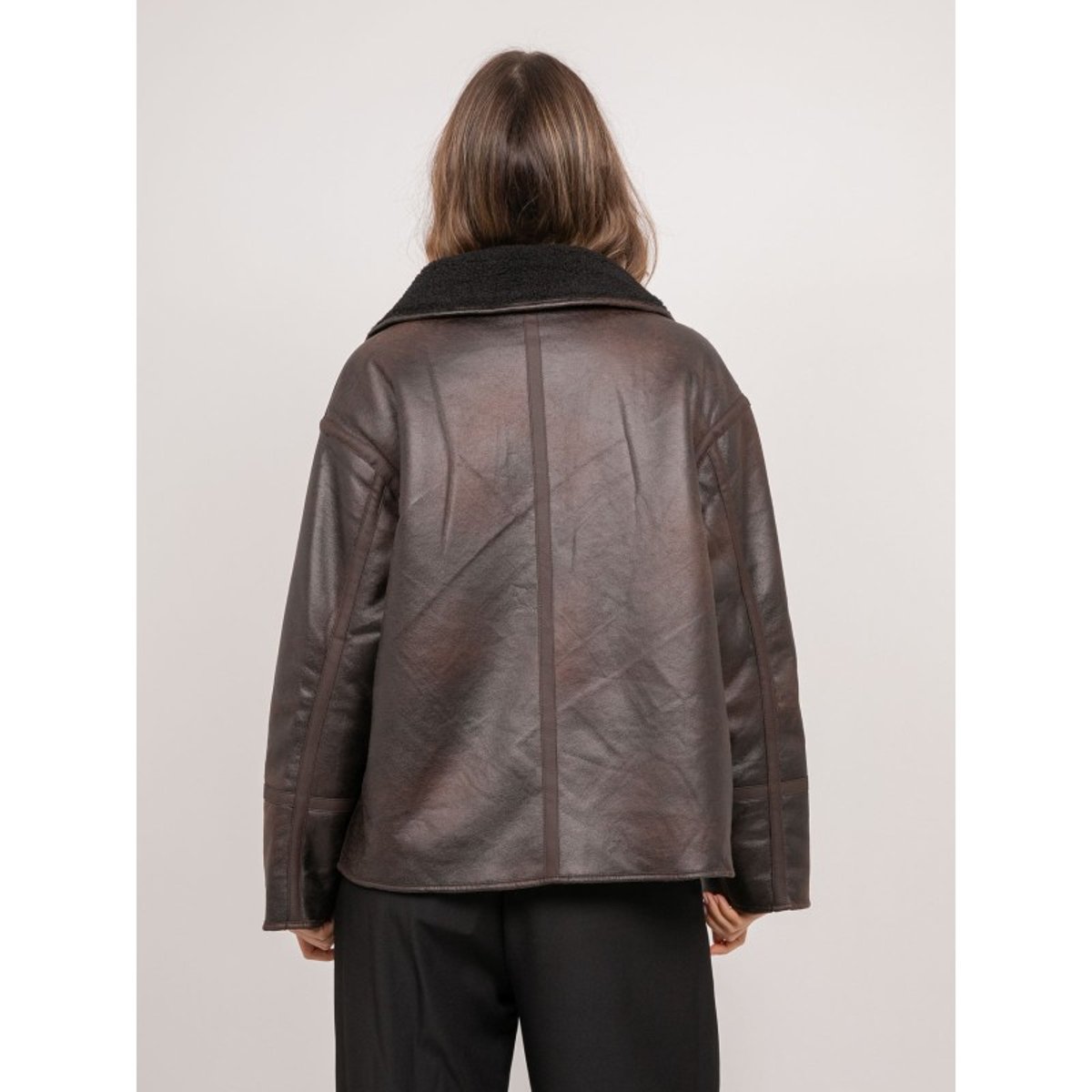 Veste Aviateur Réversible Effet Peau Lainée Ulphia marron, DONA LISA