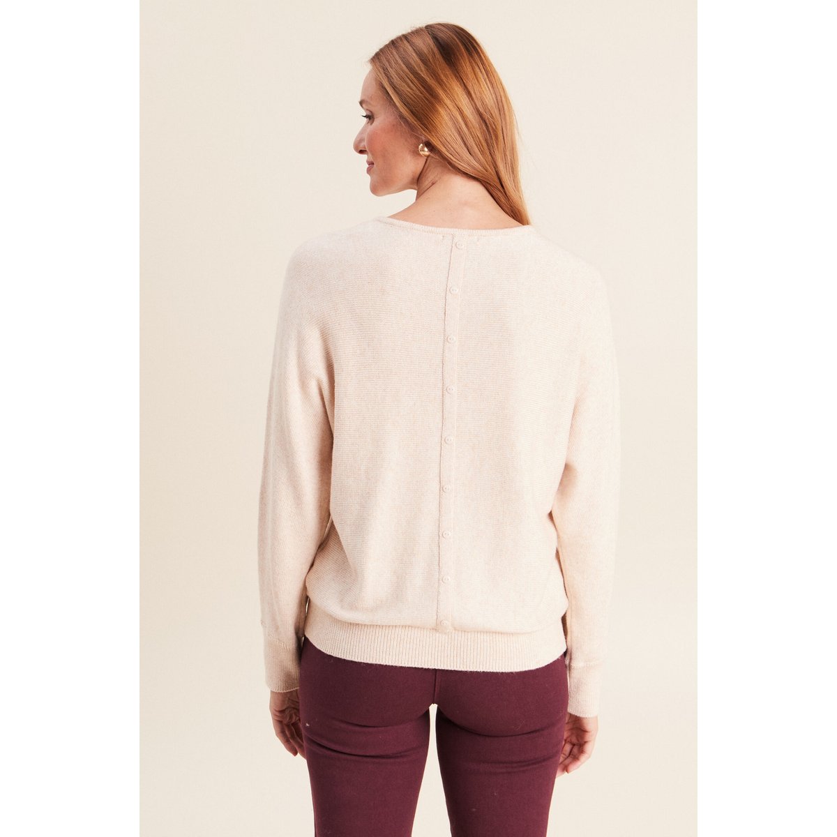Pull col rond manches longues beige, BREAL