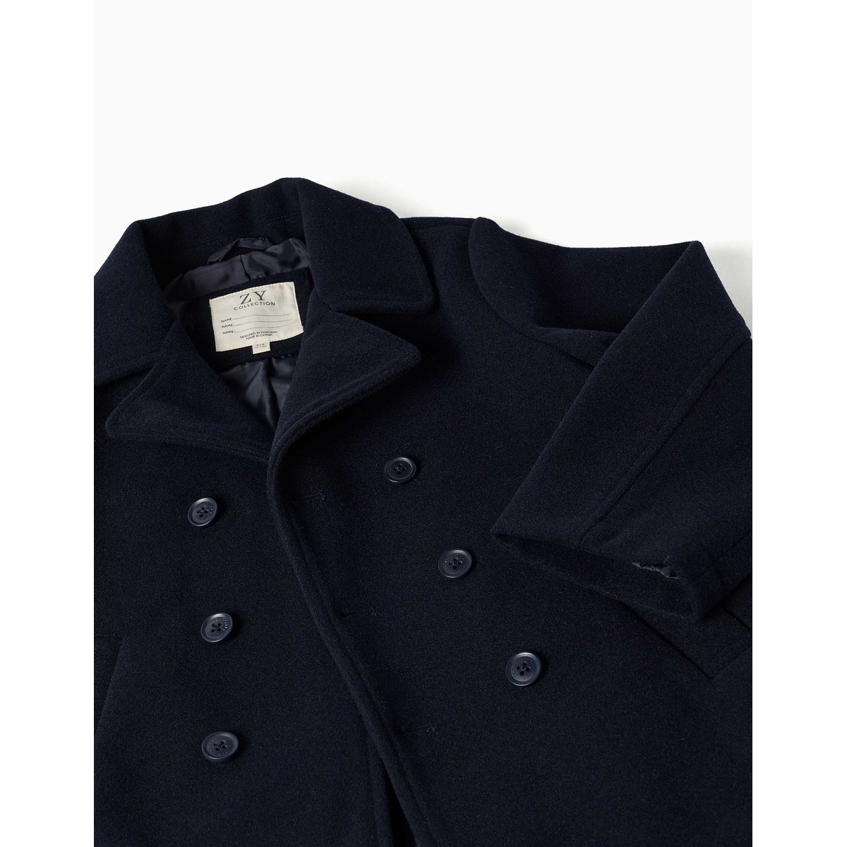 Manteau à effet laine avec poches devant bleu foncé, ZIPPY