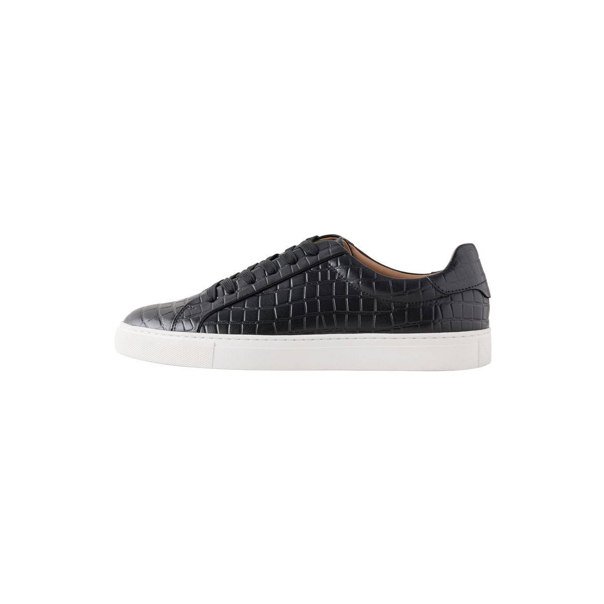 Baskets effet croco en relief longline noir, NEXT