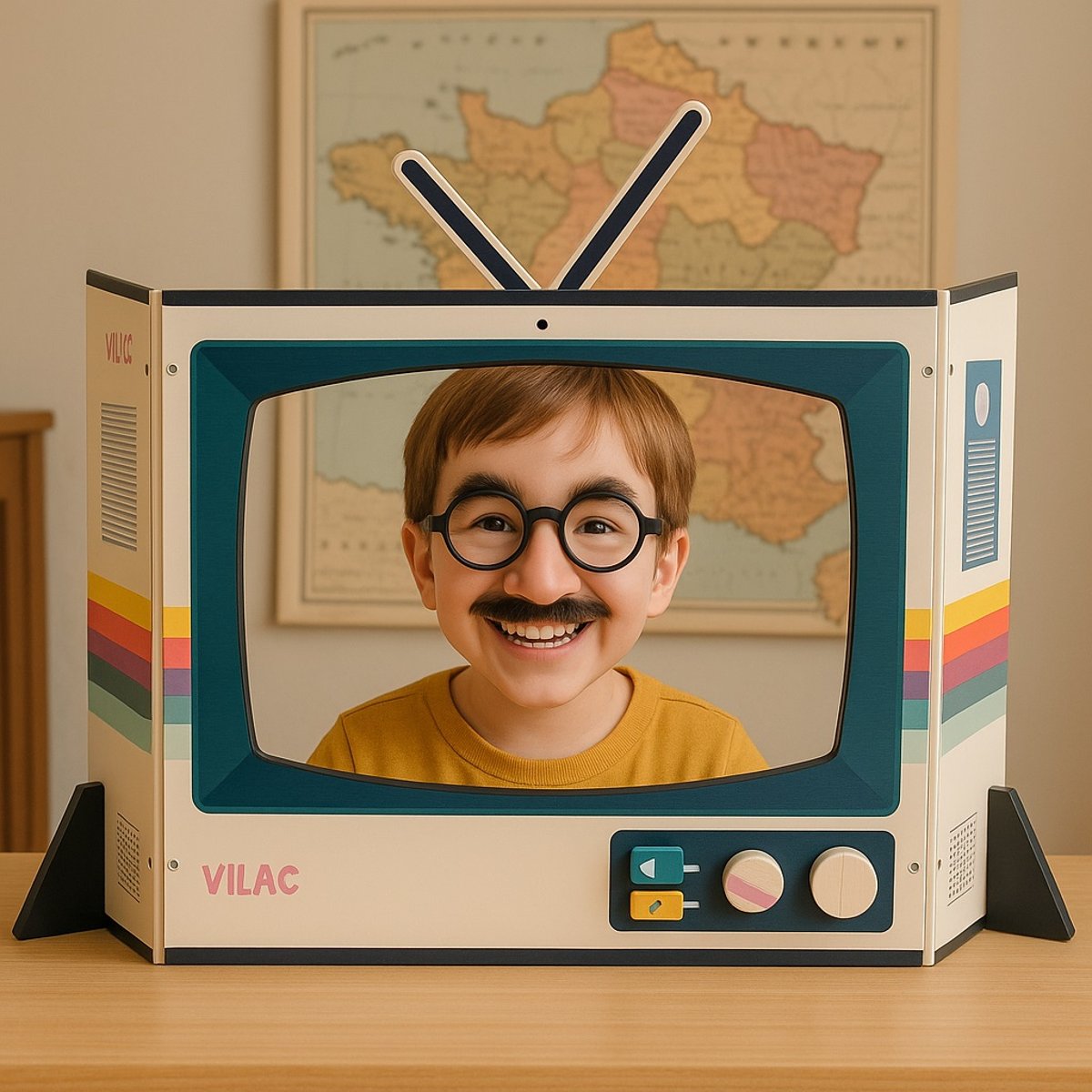 Télévision vintage en bois beige, VILAC