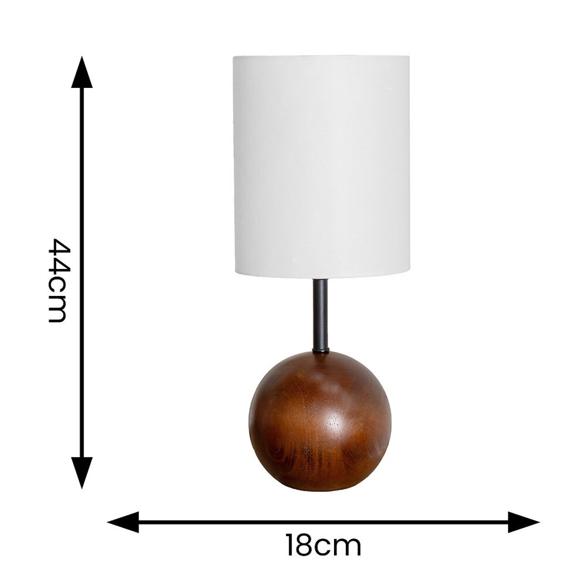 Broderick Walnut Wood Ball Table Lamp with Tall Linen Shade transparent, SO'HOME