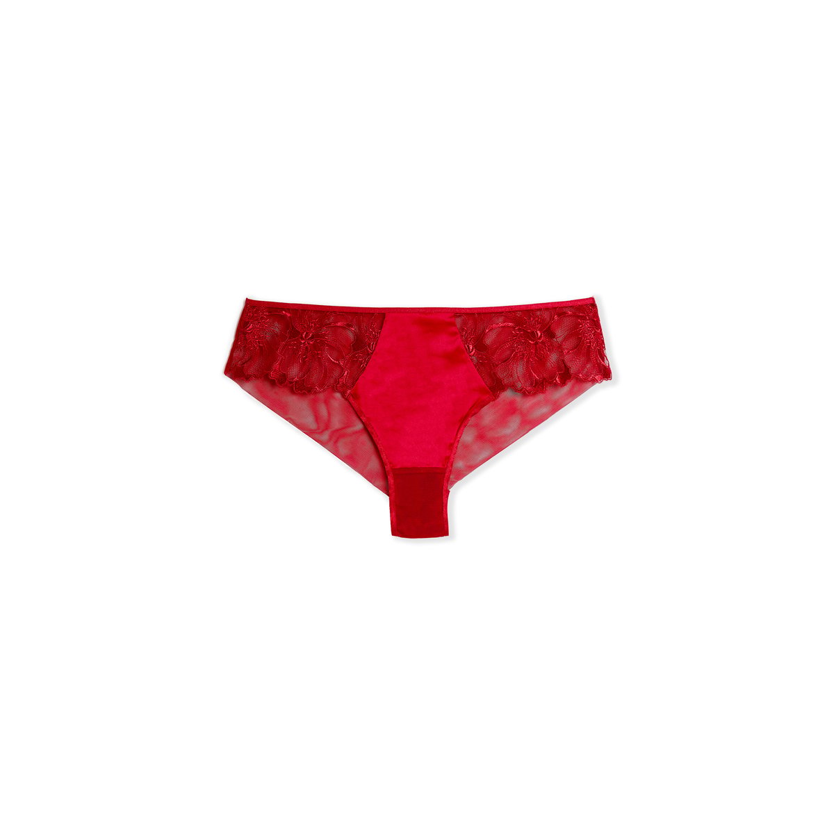 Hipster en tulle brodée AMARYLLIS rouge, ETAM
