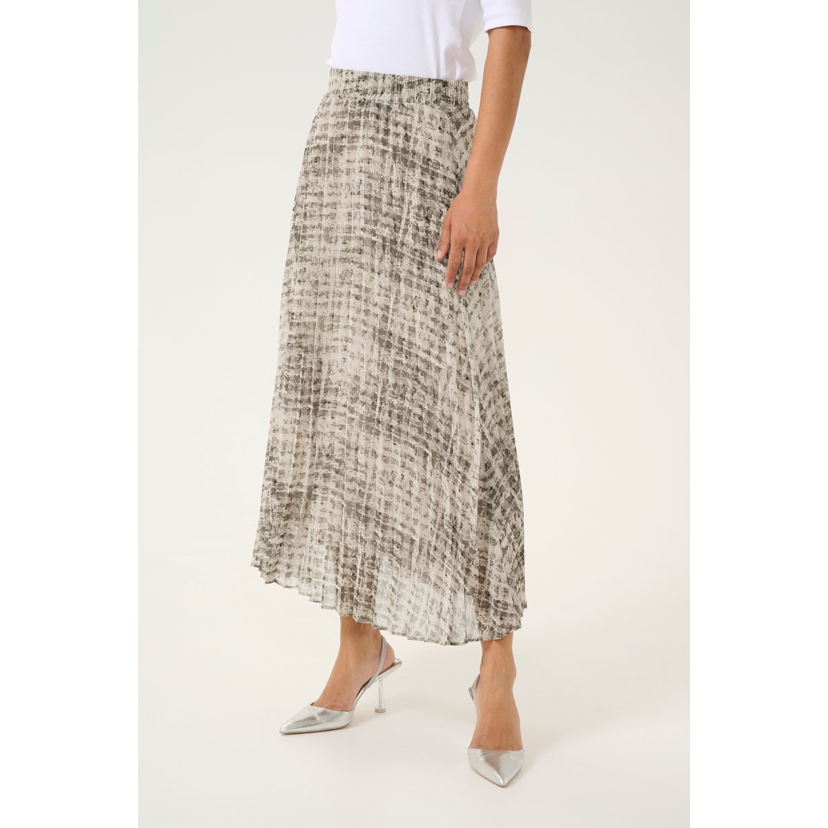 Skirt gris grey texture check, KAFFE