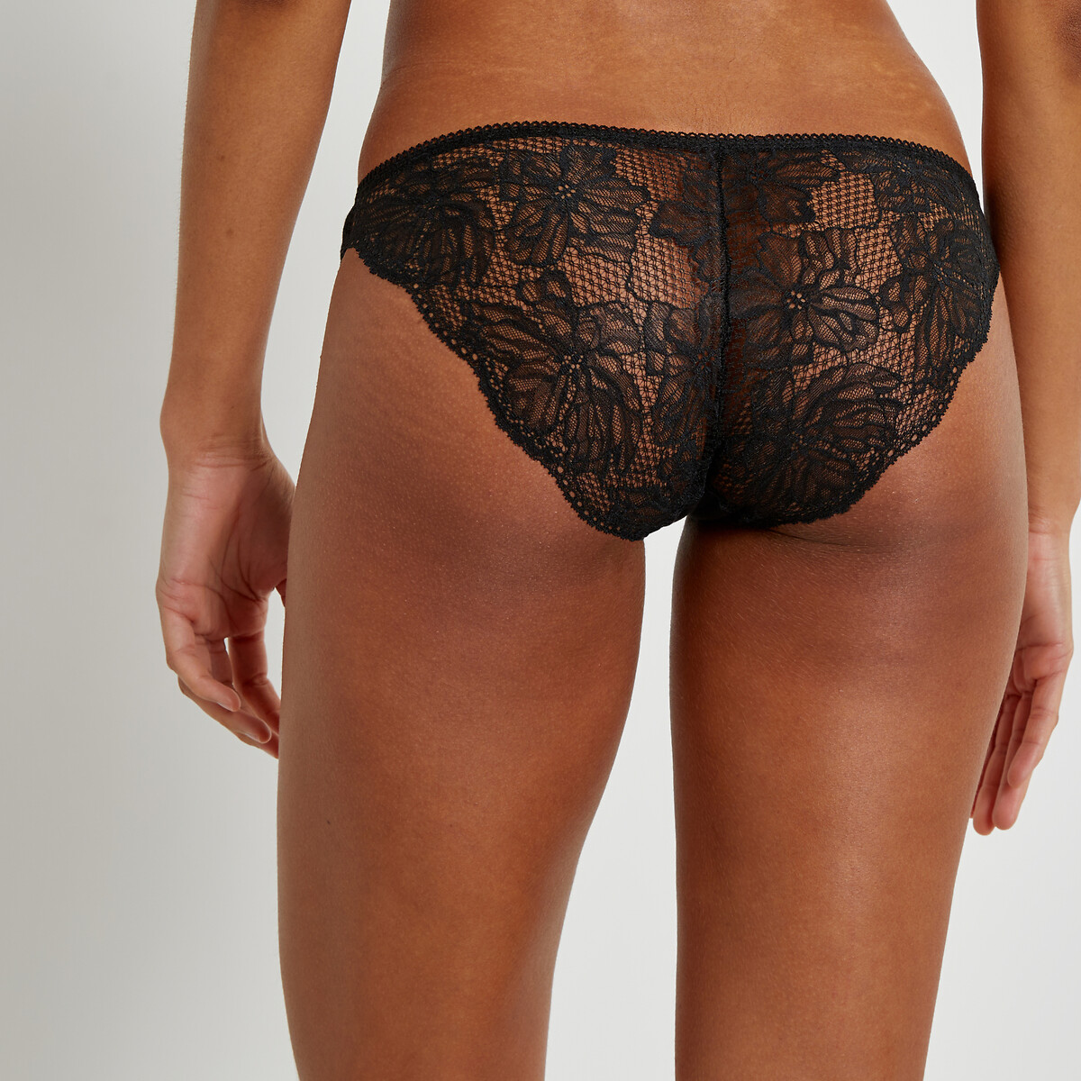 Confezione da 2 slip in cotone e pizzo nero , LA REDOUTE COLLECTIONS