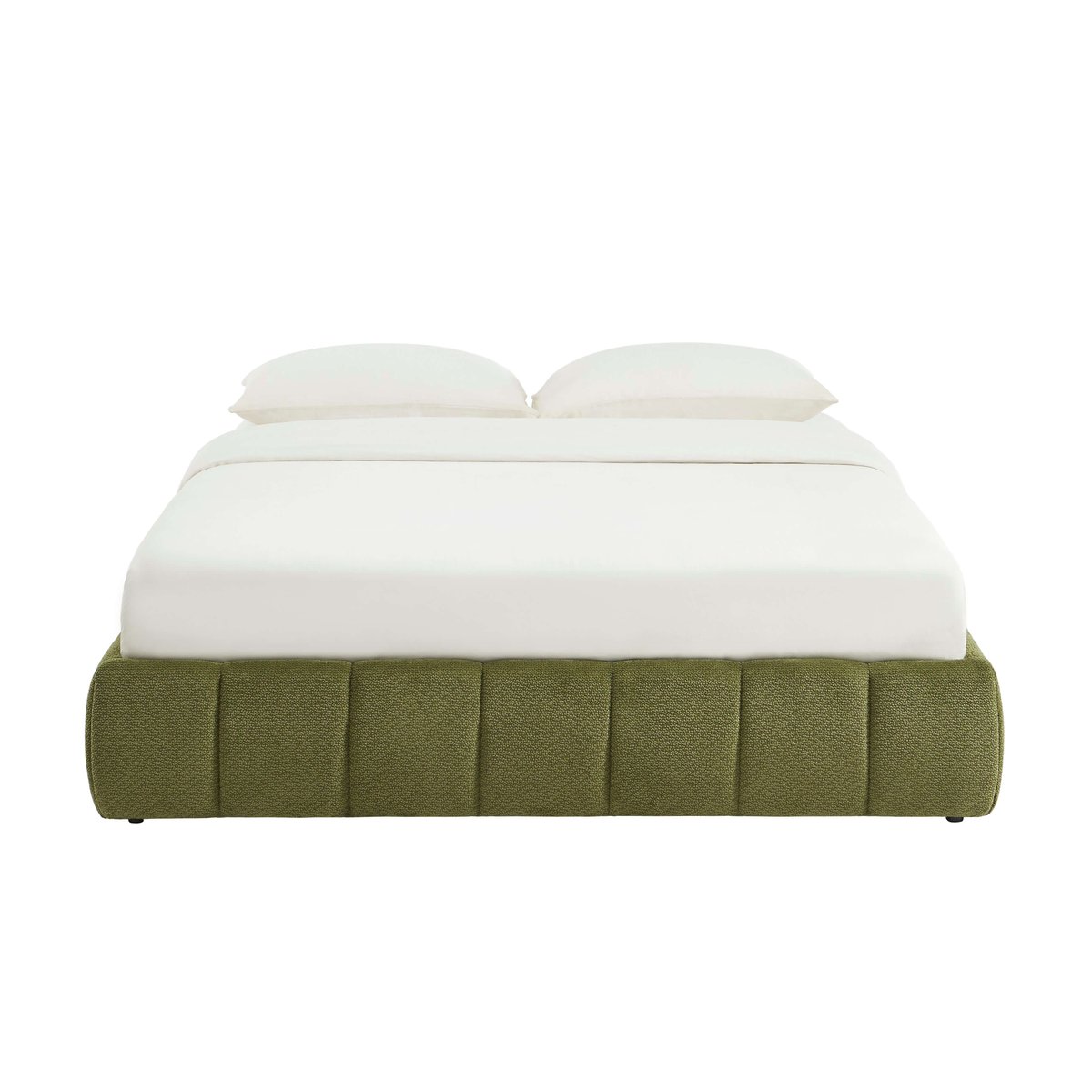 Lit coffre tissu chenille et sommier LAVINIA vert, BAÏTA