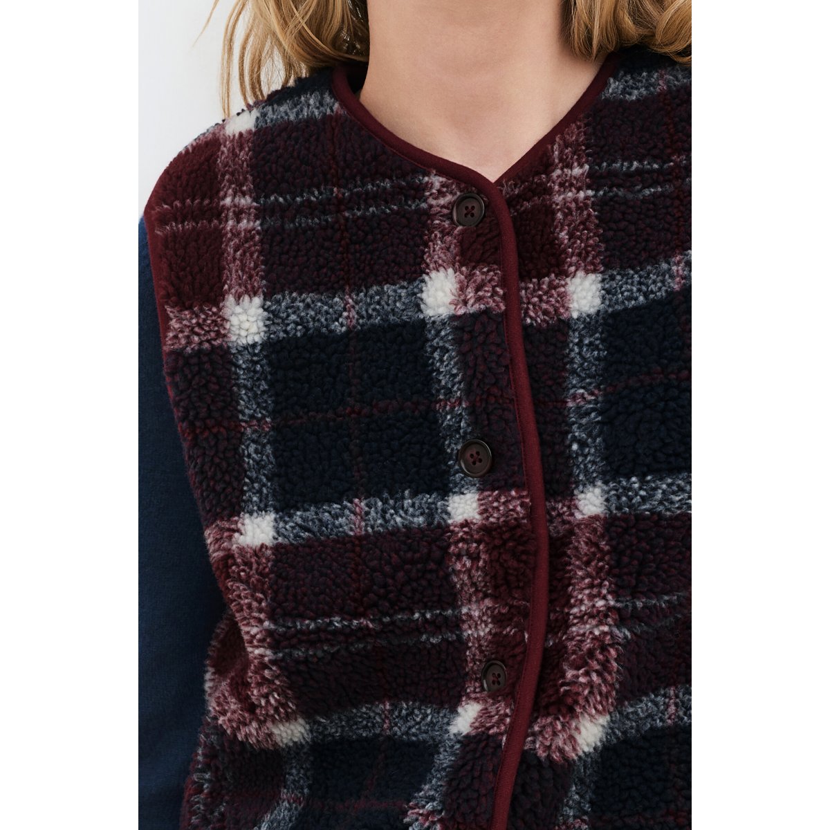Gilet droit col rond laine TNICOLAS bordeaux, CAROLL
