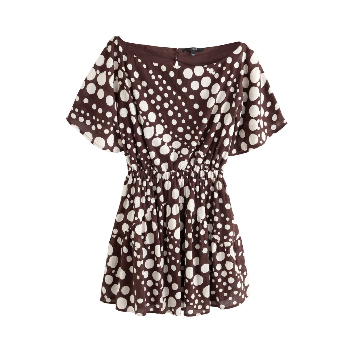 Mini robe cintrée à manches kimono pois marron chocolat, NEXT